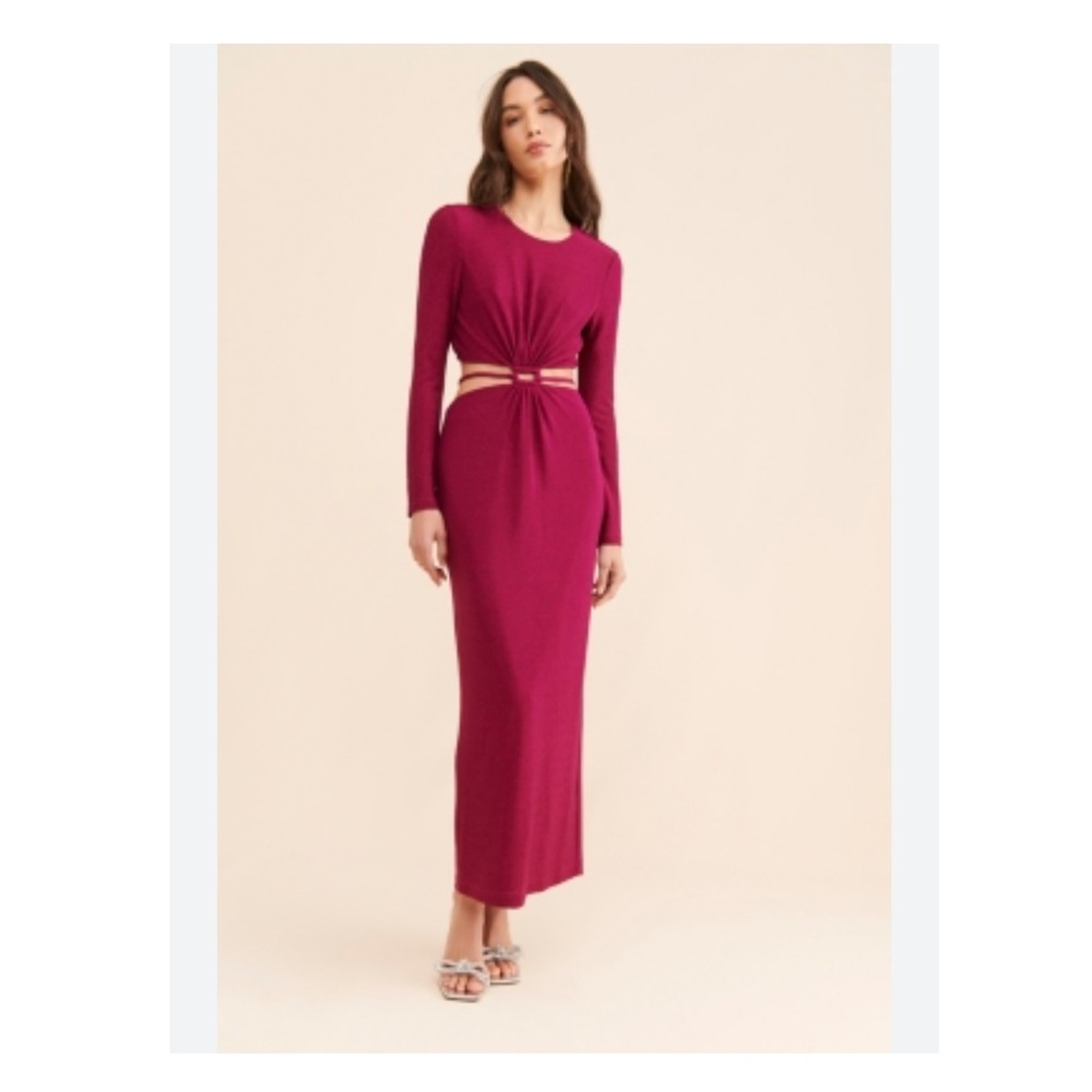 ML Monique Lhuillier Purple Metallic Knit Dress Sz 4